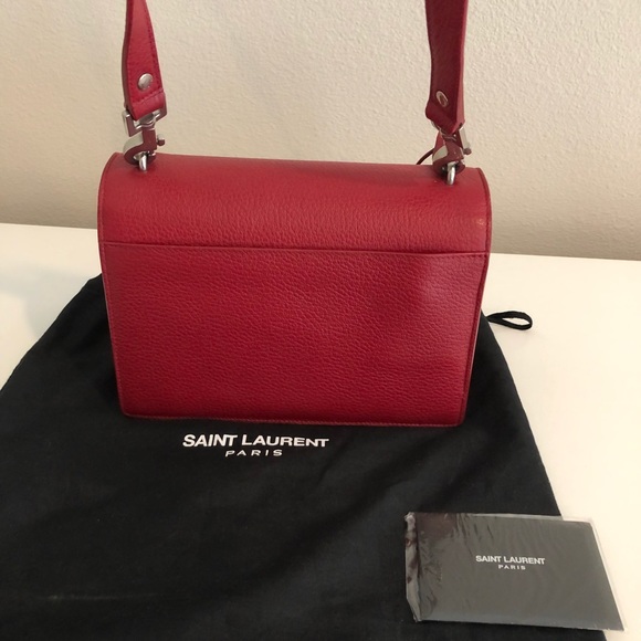 🇫🇷 Saint Laurent Sunset red leather satchel bag - Picture 12 of 15
